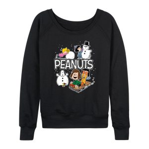 Peanuts - Winter Stickers - Women's French Terry Long Sleeve Pullover