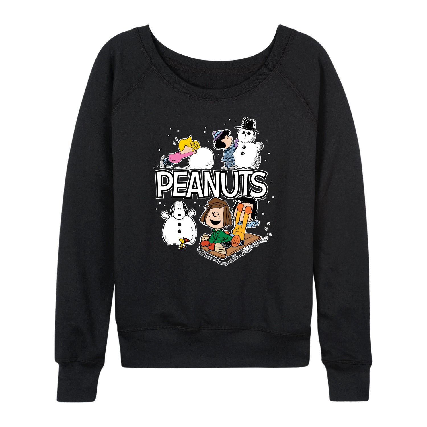 Peanuts - Winter Stickers - Women's French Terry Long Sleeve Pullover