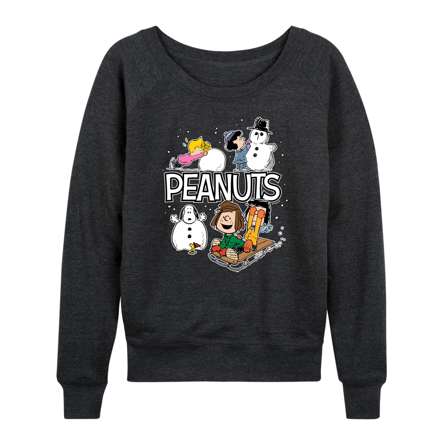 Peanuts - Winter Stickers - Women's French Terry Long Sleeve Pullover - Image 2