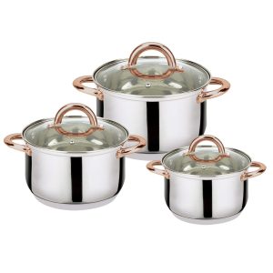J&V Textiles 6-Piece Stainless Steel Casserole Set Pots and Lids