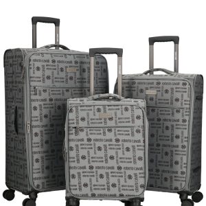 Roberto Cavalli Luxury 3 Piece Luggage Set. Expandable Hard Shell Suitcases with 8 Spinner Wheels