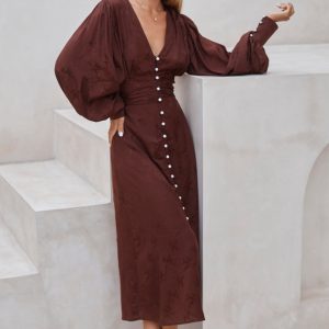 Bali ELF Women's Juliette Pearl Buttons Midi Dress