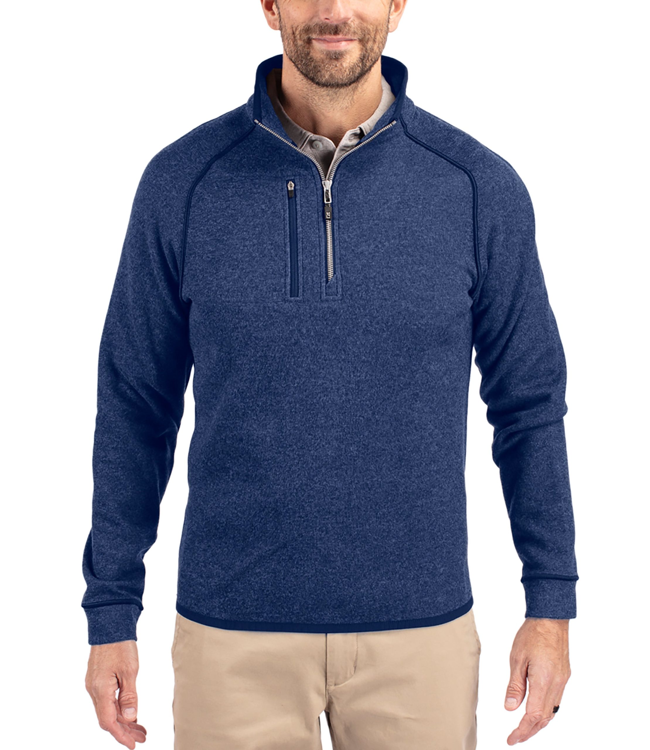 Cutter & Buck Mainsail Sweater-Knit Mens Half Zip Pullover Jacket