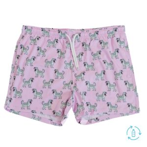 Bermies Pink Cheetah Swim Trunks