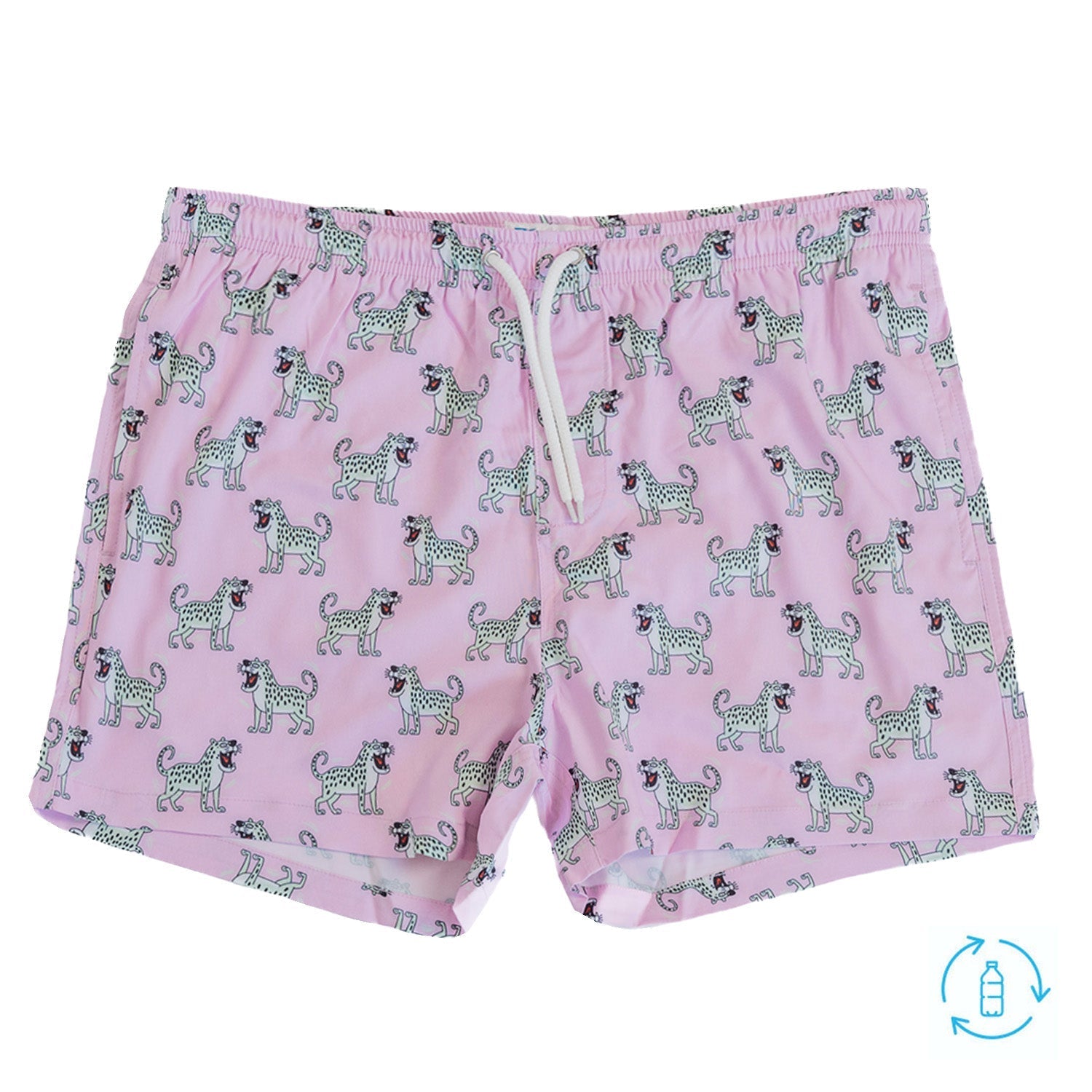 Bermies Pink Cheetah Swim Trunks