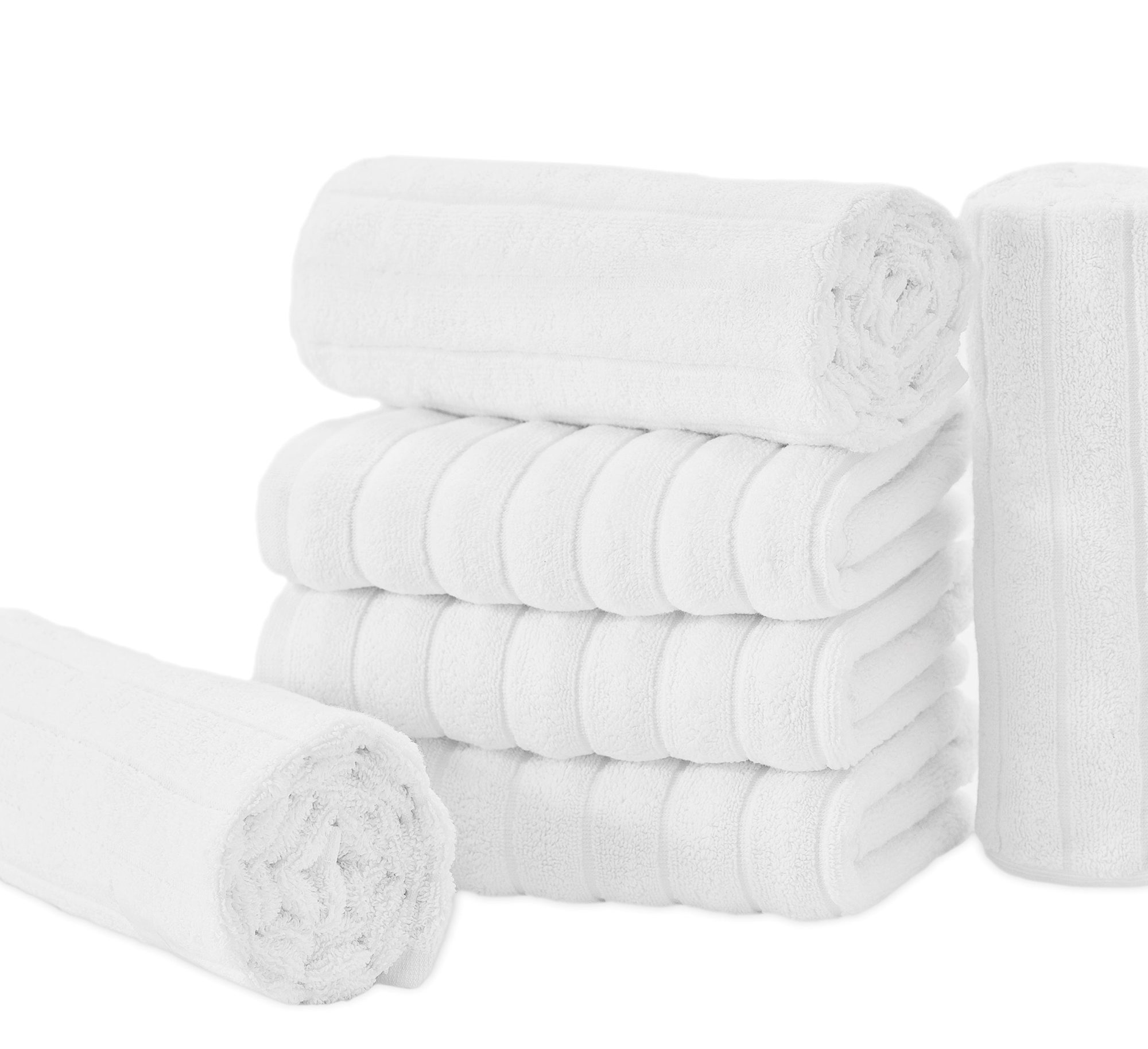 Classic Turkish Towels Brampton Turkish Cotton Large Hand Towels - 6 Pieces White Collection