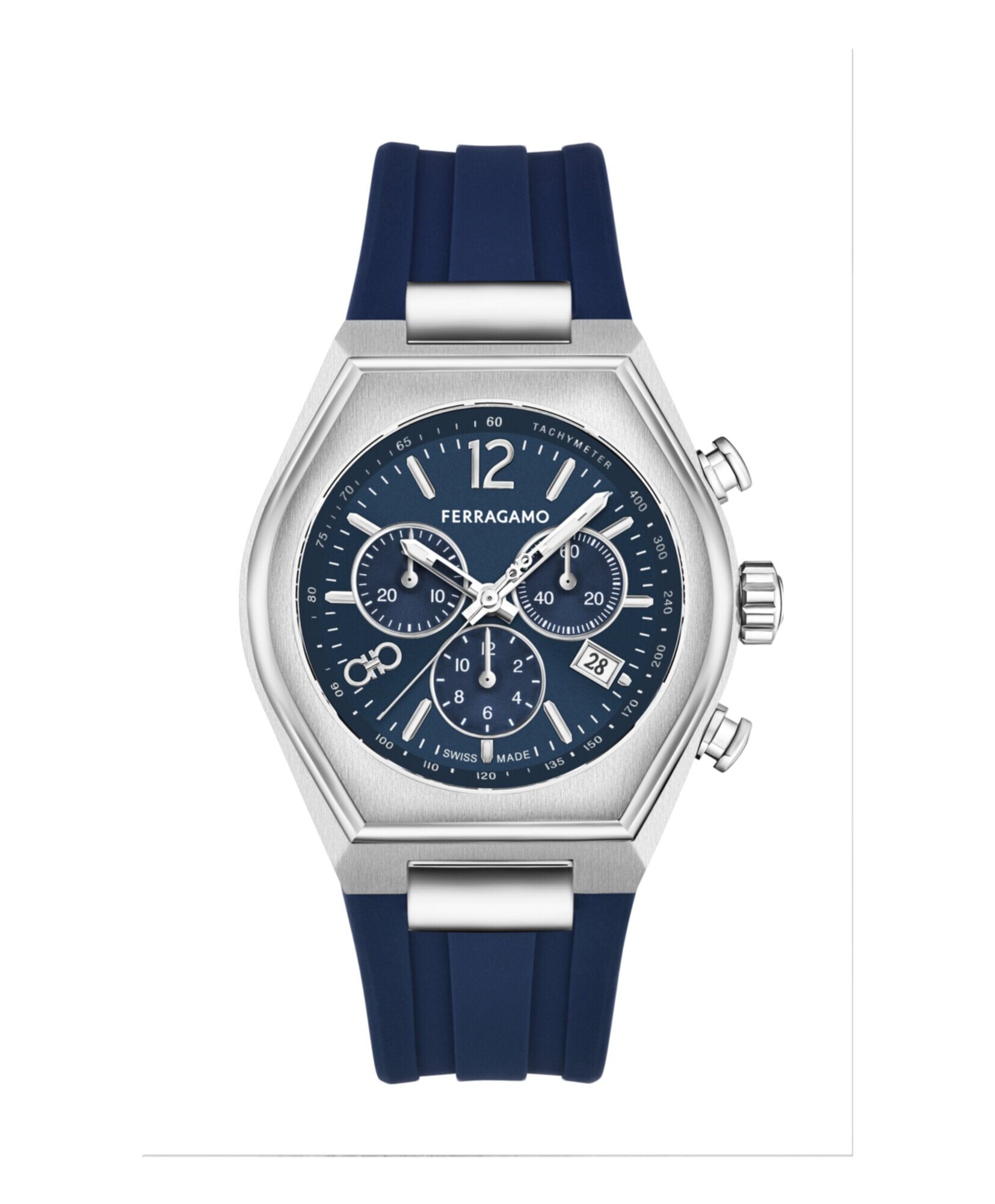 Ferragamo Tonneu Chrono Silicone Watch