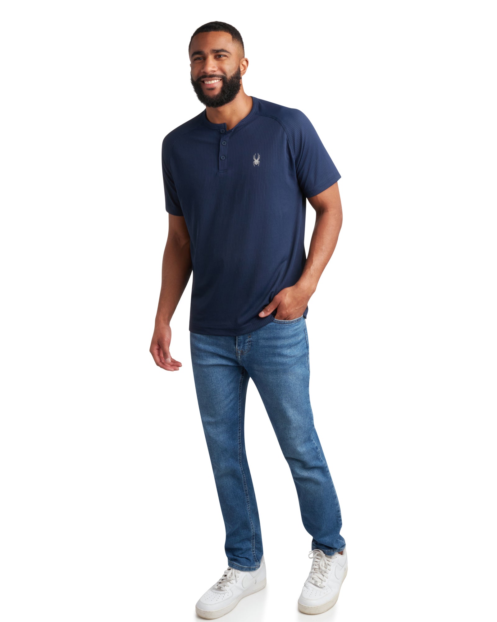 Spyder Men's Short Sleeve Henley - Navy - Image 3