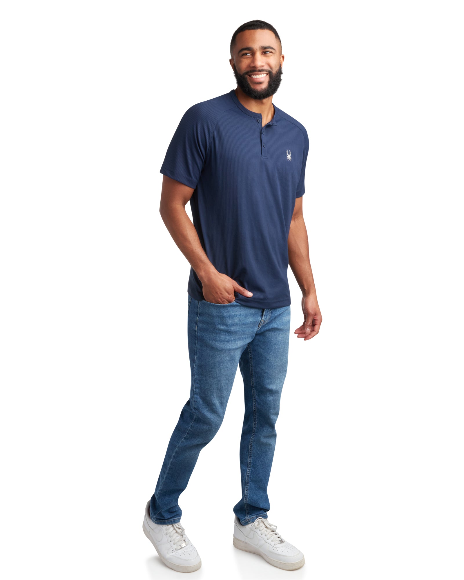 Spyder Men's Short Sleeve Henley - Navy - Image 5