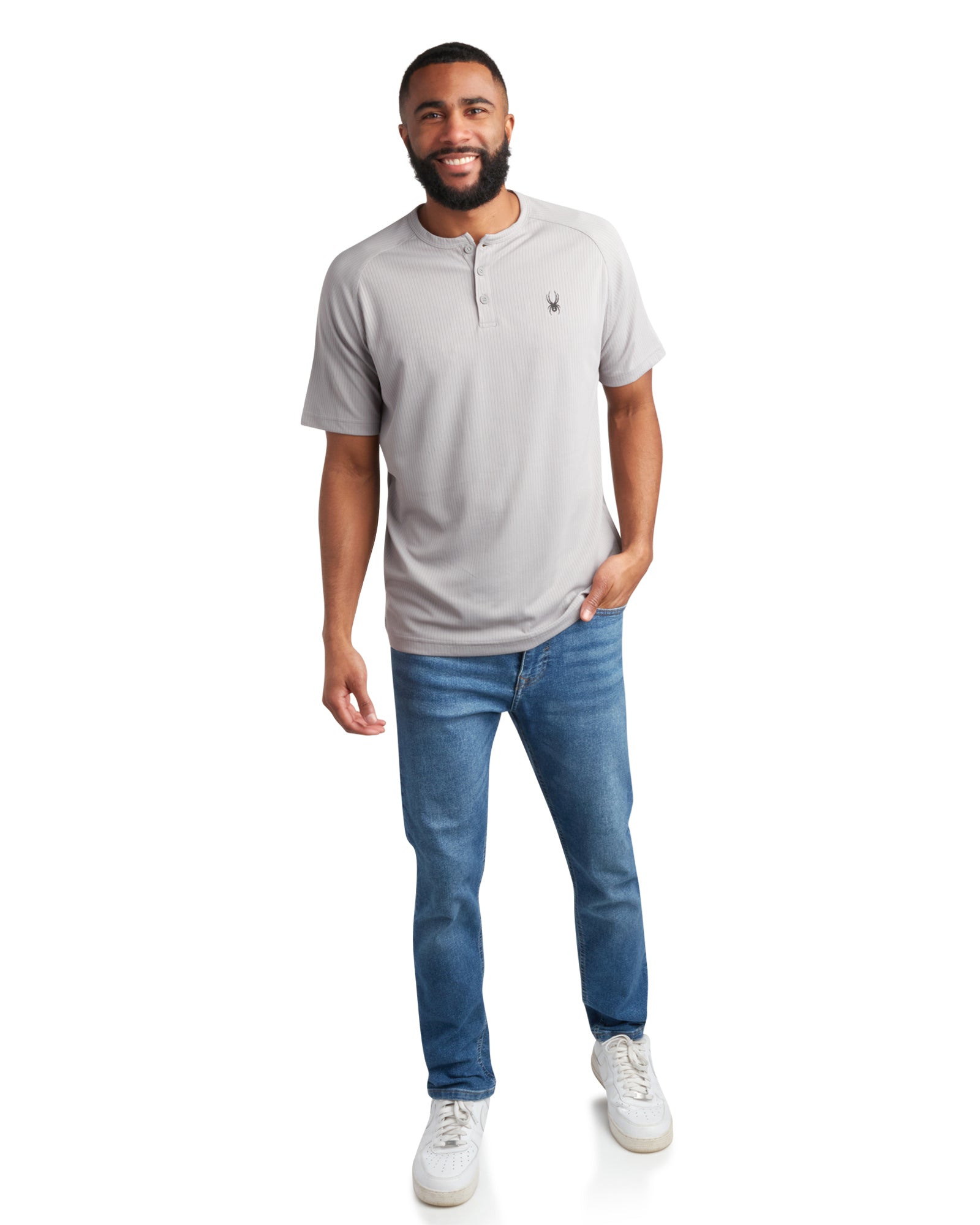 Spyder Men's Short Sleeve Henley - Pewter