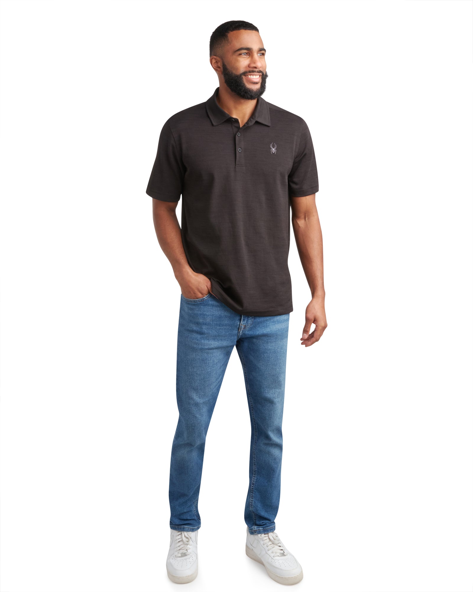Spyder Men's Short Sleeve Tech Pique - Heather Black - Image 5