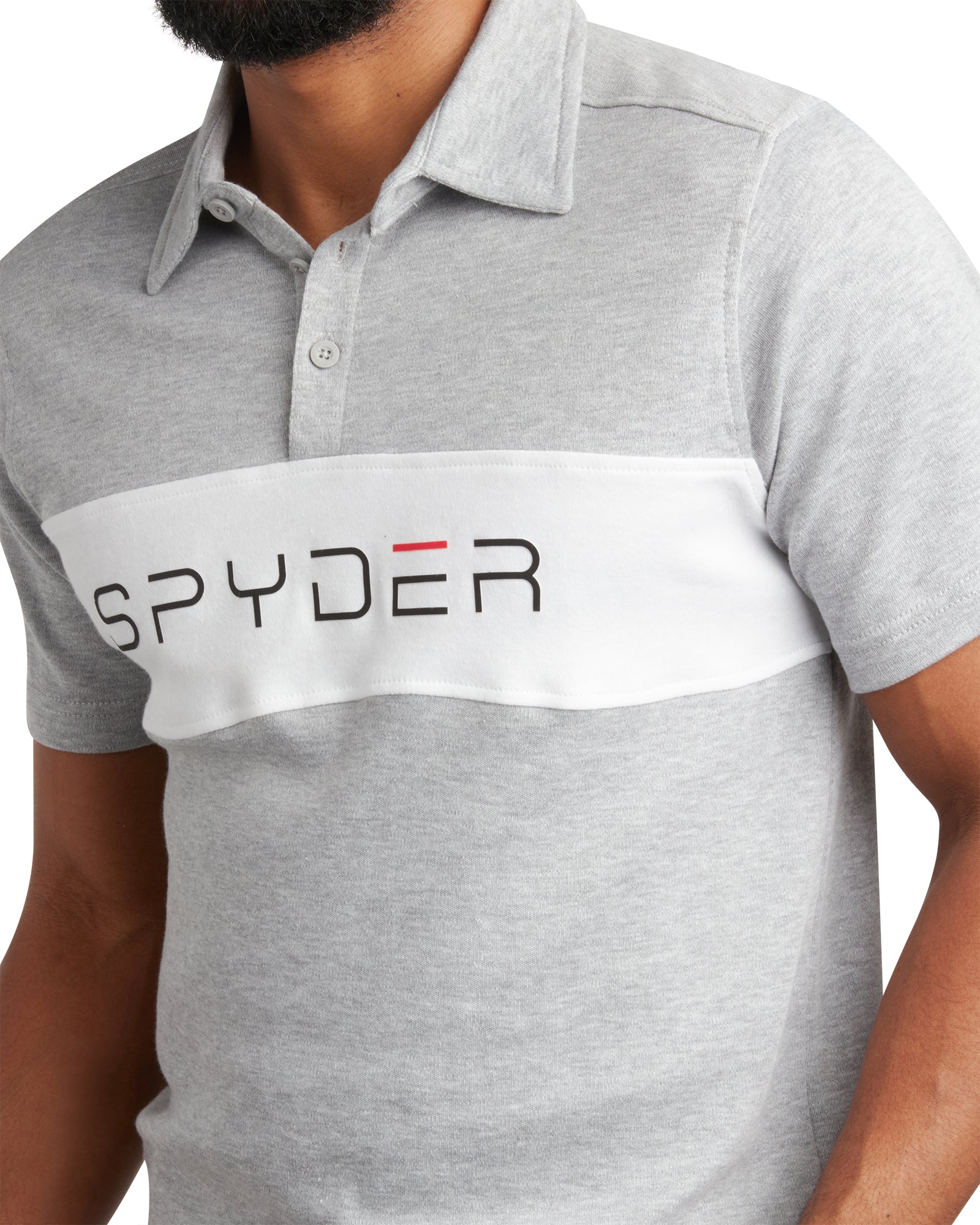 Spyder Men's Short Sleeve Interlock Color Block - Heather Grey - Image 4