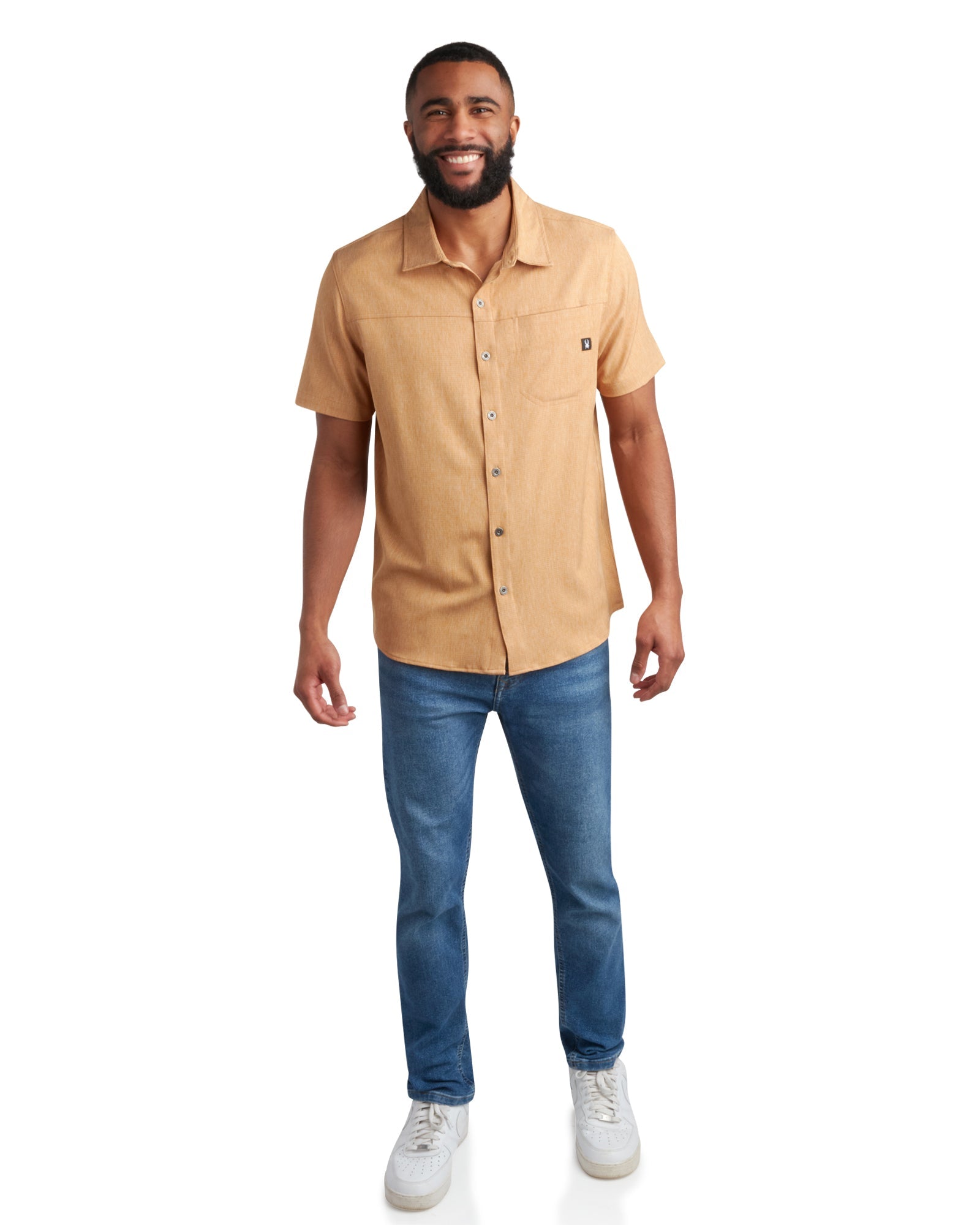 Spyder Men's Short Sleeve Mini Stripe - Carmel