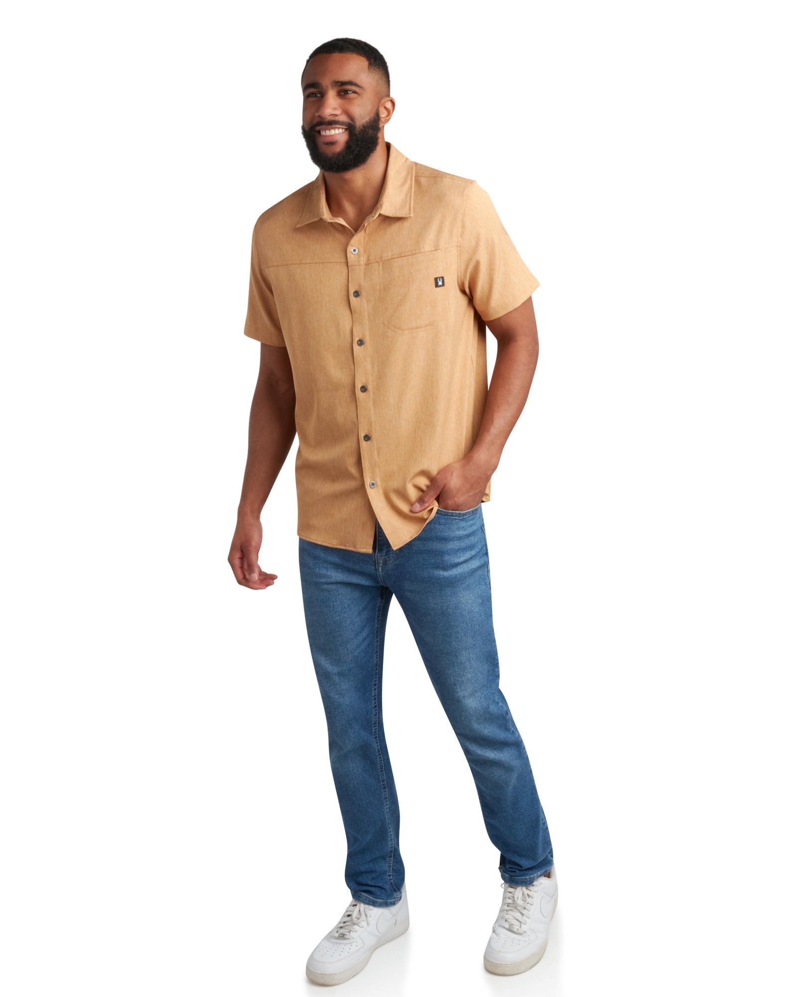 Spyder Men's Short Sleeve Mini Stripe - Carmel - Image 4