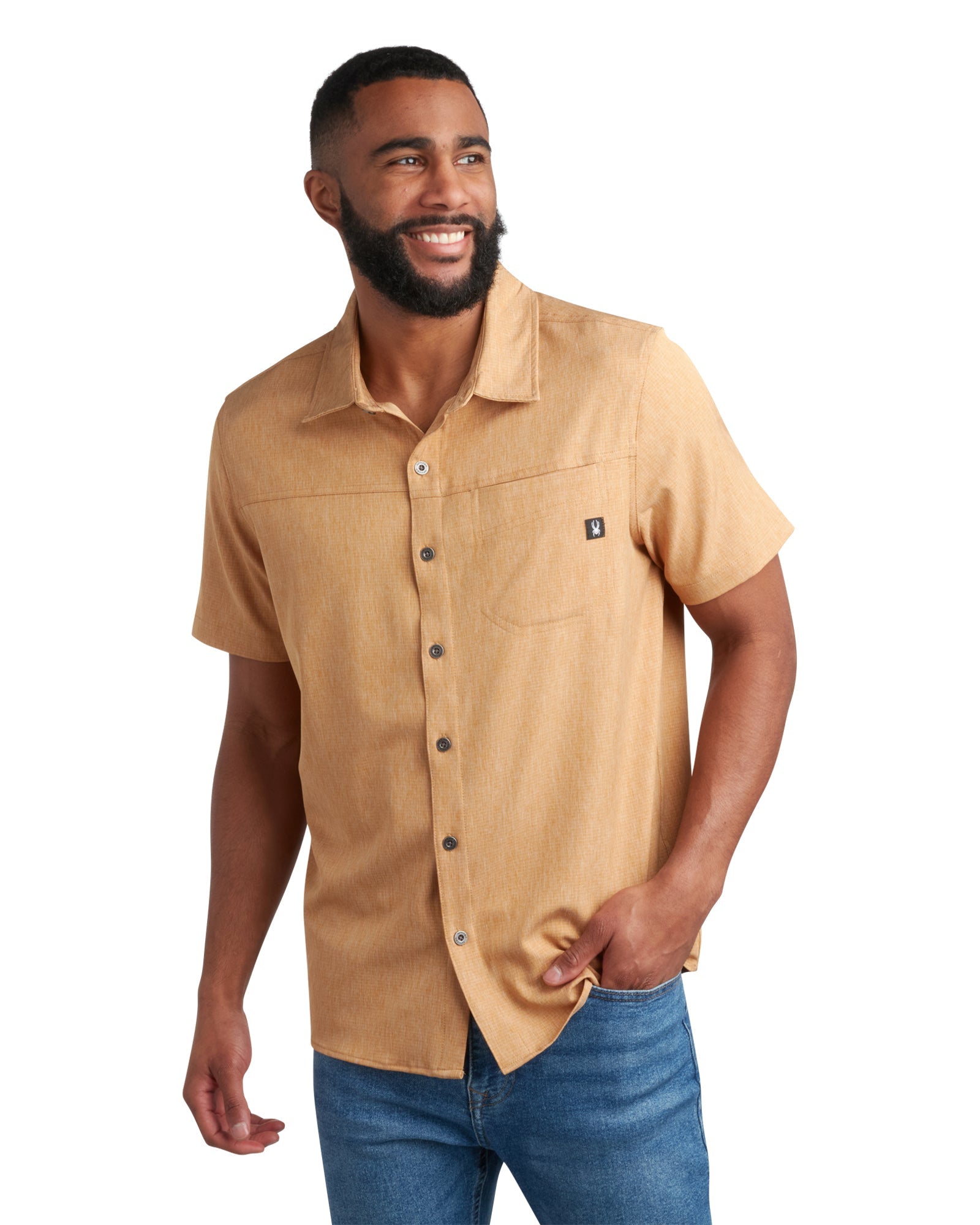 Spyder Men's Short Sleeve Mini Stripe - Carmel - Image 6
