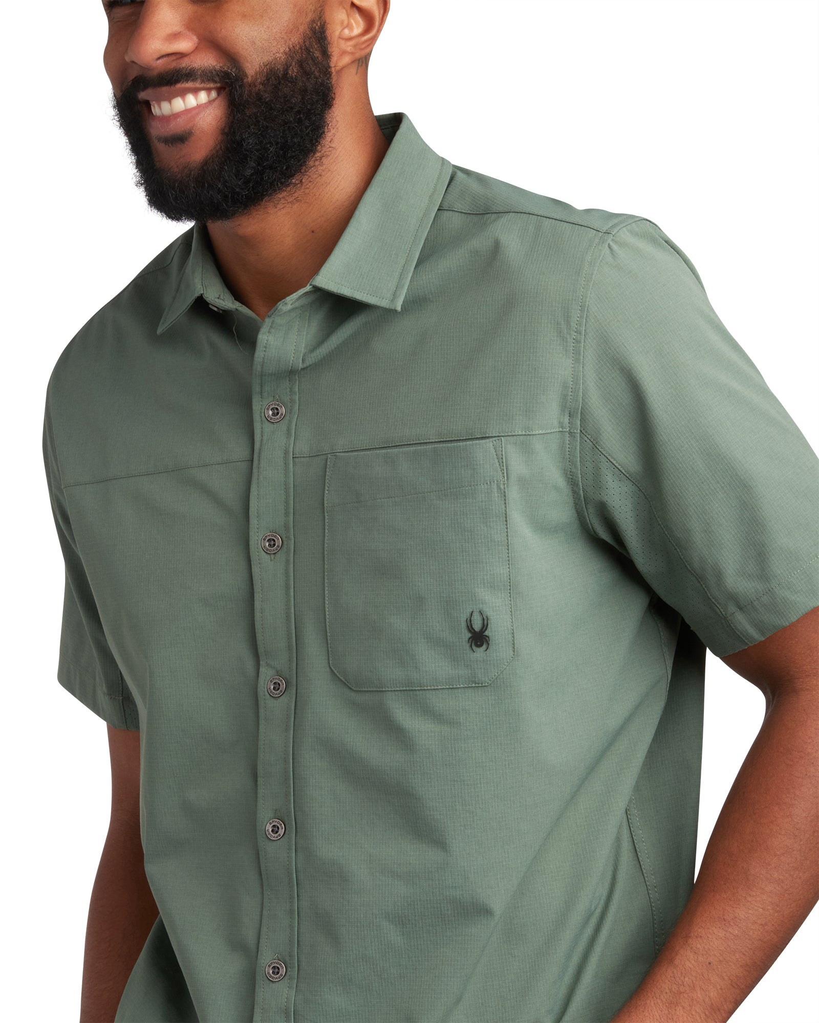 Spyder Men's Short Sleeve Ripstop - Spruce Green - Image 5