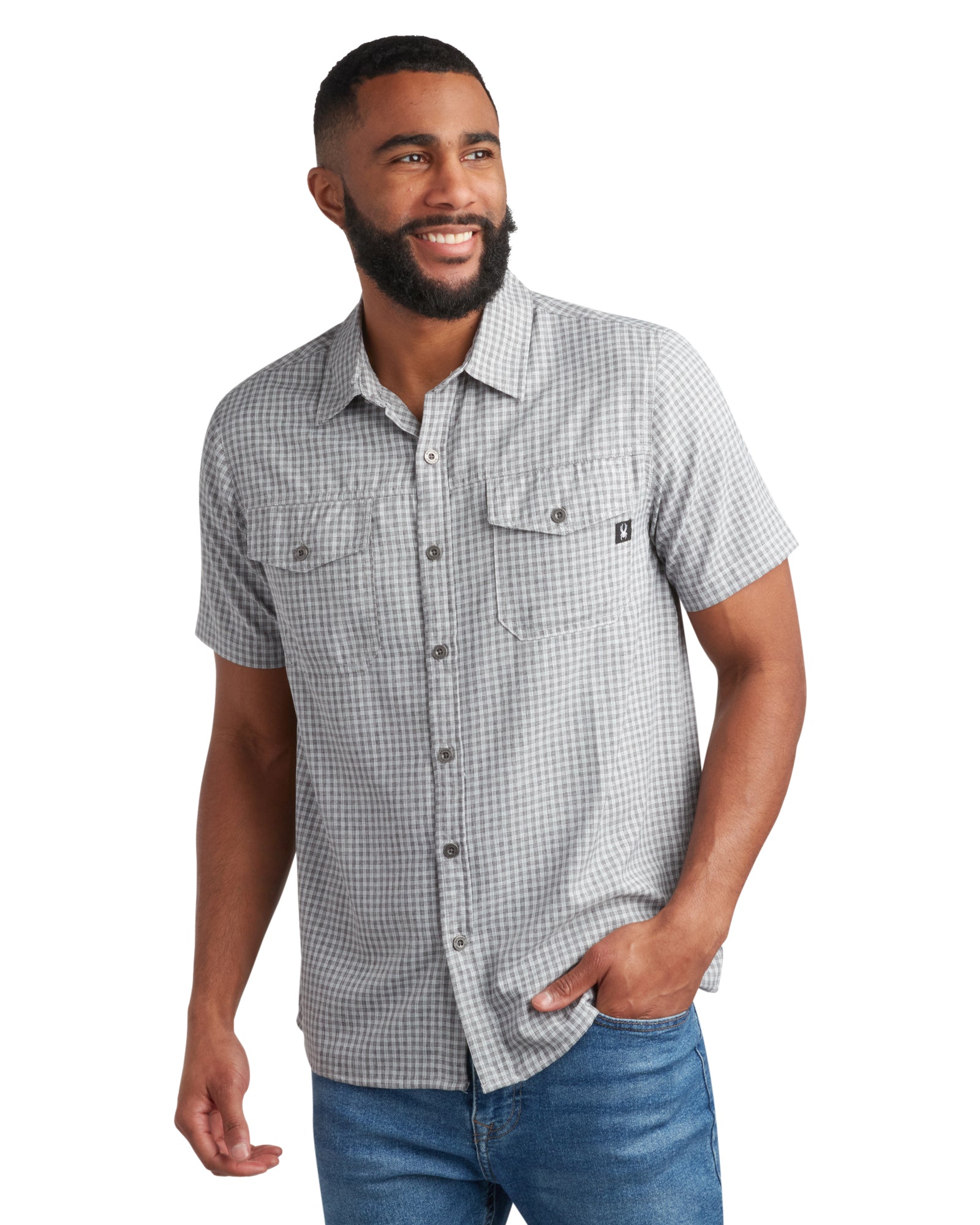 Spyder Men's Short Sleeve Check - Grey - Image 5