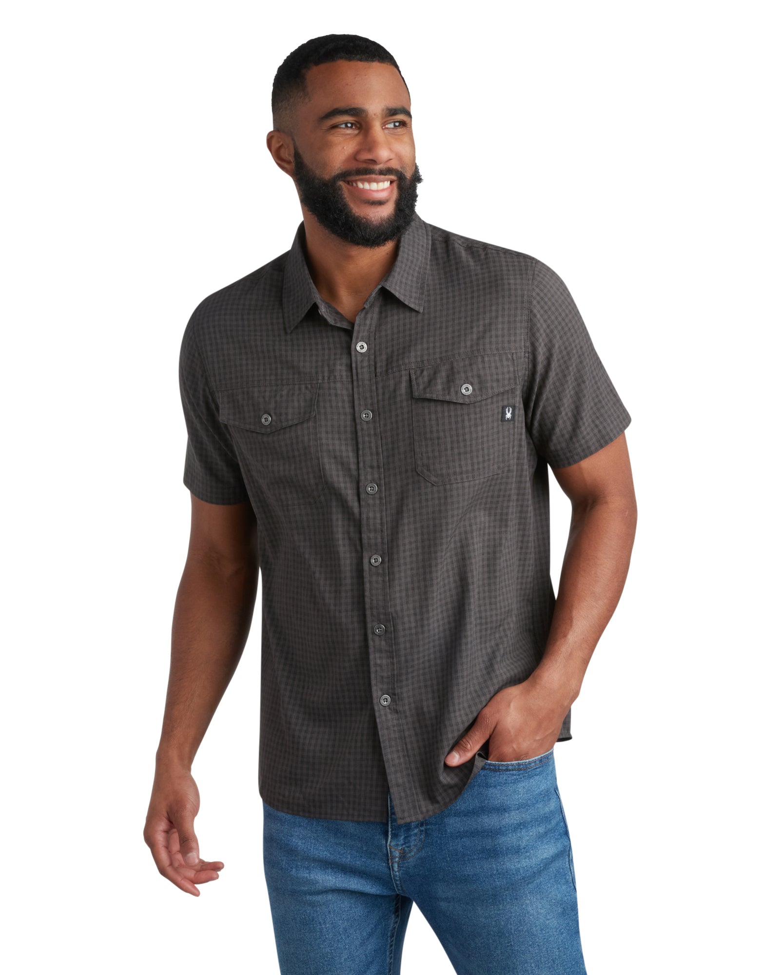 Spyder Men's Short Sleeve Mini Check - Heather Black - Image 6