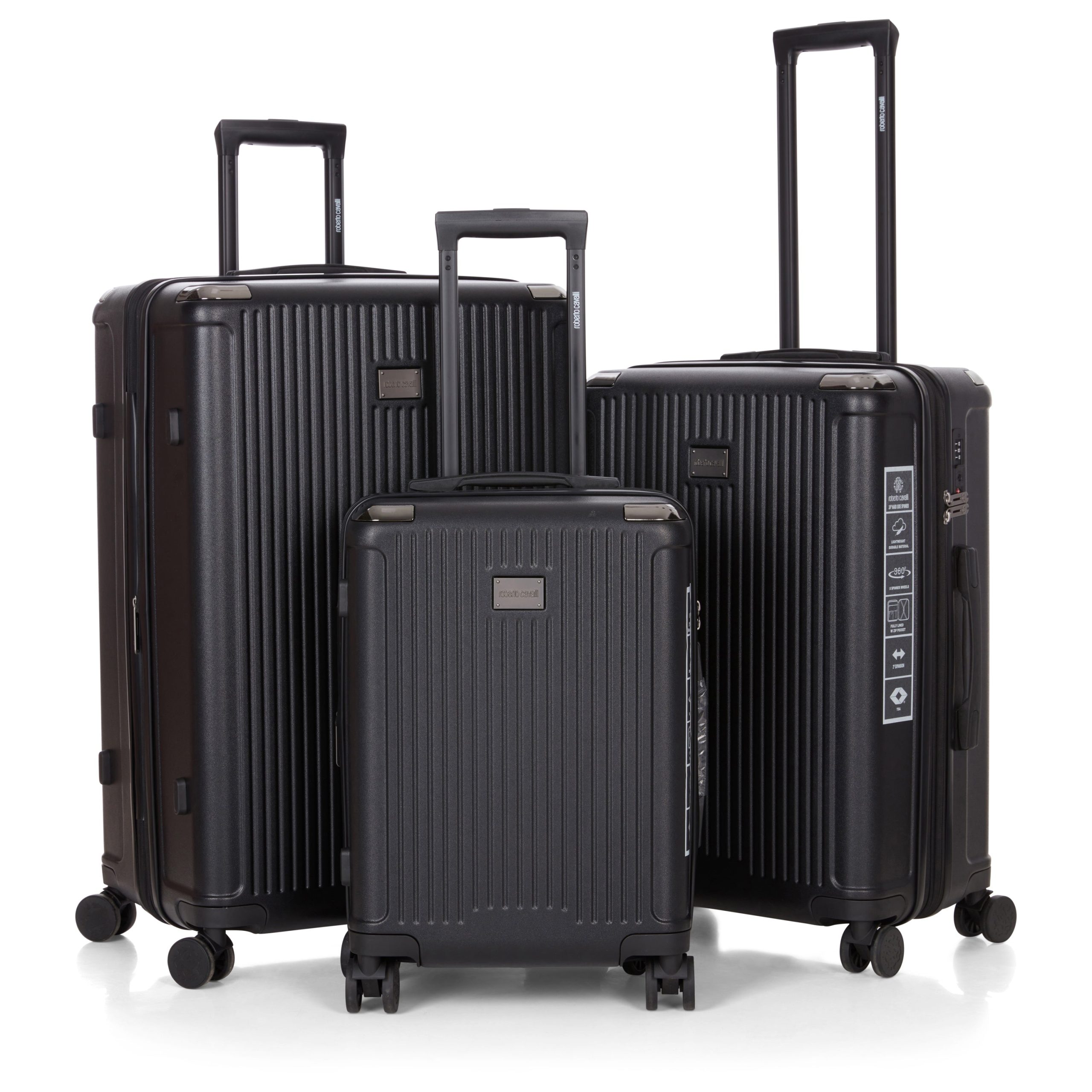 Roberto Cavalli 3 Piece Luggage Set with Expandable Hard Shell & 8 Spinner Wheels - Image 2