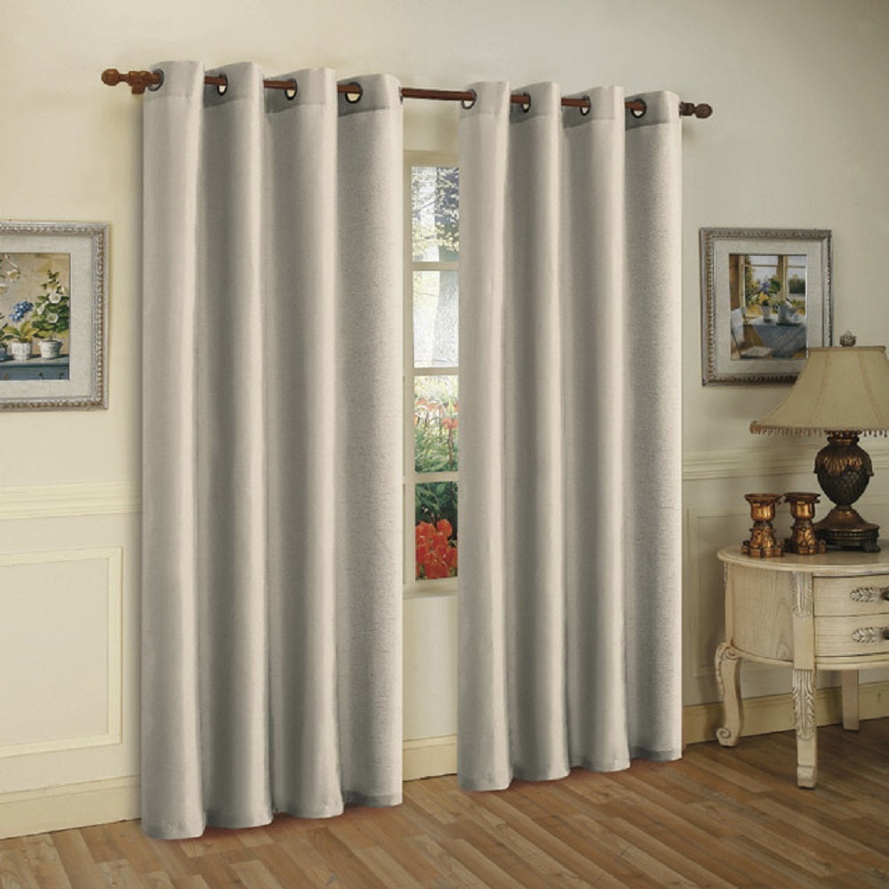 J&V Textiles 2 Panels Solid Grommet Faux Silk Window Curtain Drapes Treatment in 84 Length - Image 21