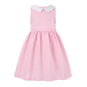 Sunshine Swing Girl's Gingham Peter Pan Collar Sleeveless A-Line Dress