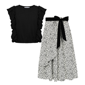 Trend Blossoms Girl's Ruffle-Accent Sleeveless Top & Leopard Print Maxi Skirt