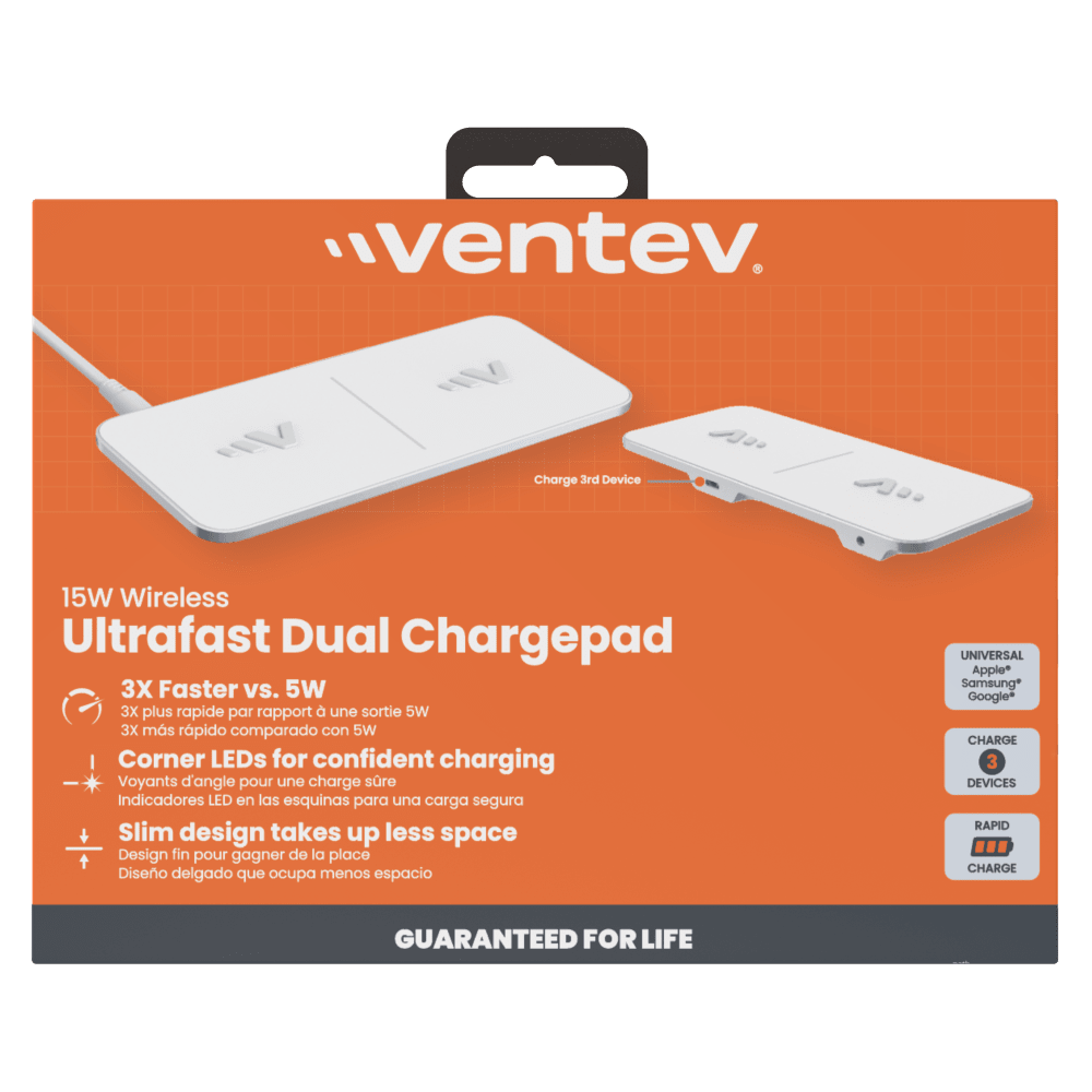 Ventev Dual Wireless Chargepad 15W - White - Image 6
