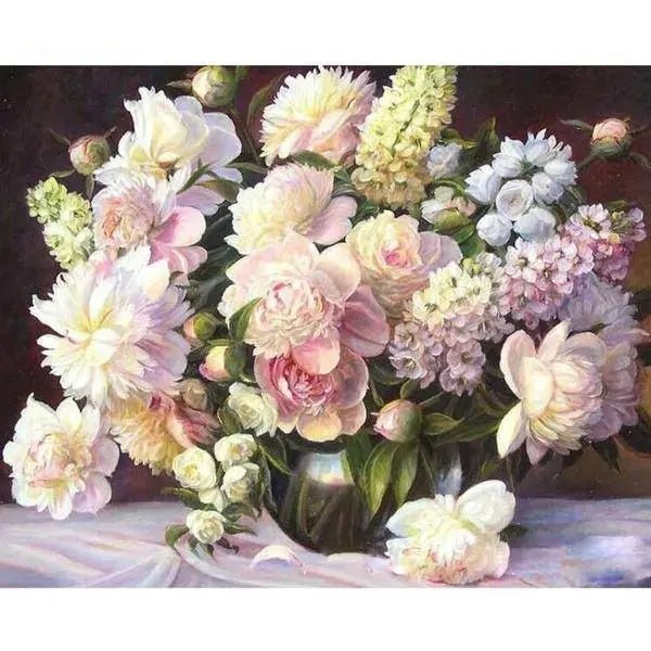 Paint with Number A Pink And White Flower Bouquet