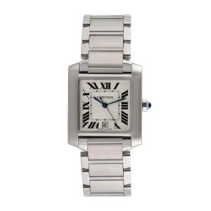 Pre-owned Cartier Men's Tank Francaise 32mm X 28mm Stainless Steel Wristwatch - 2302