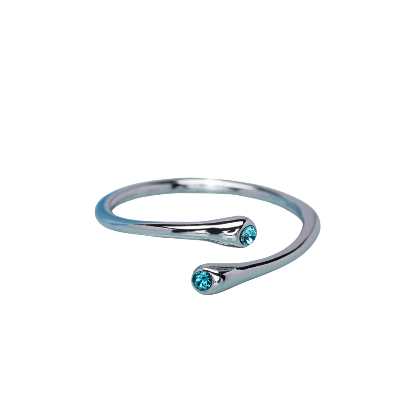 Timeless Bypass Adjustable Ring with Swarovski Crystals in Silvertone - Image 5