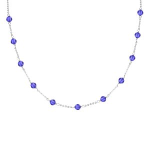 V3 Jewelry Natural Tanzanite Sterling Silver Bead Station Necklace