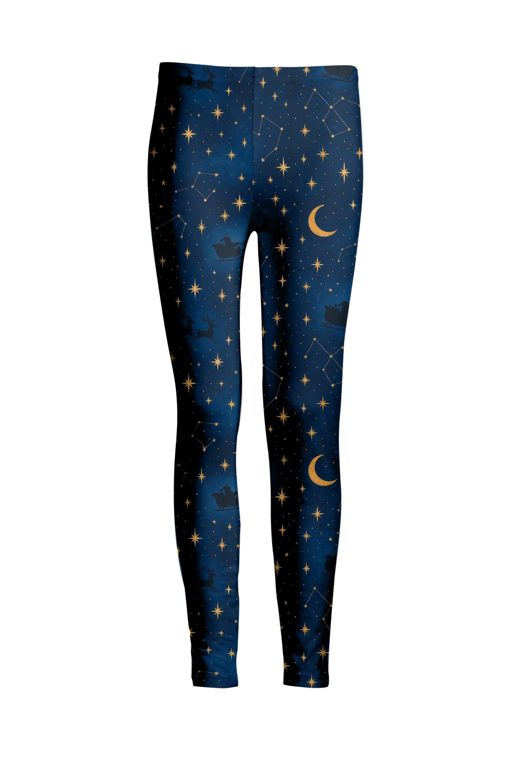Lily by Firmiana Women's Medium Rise Printed Legging Navy & Gold Night Sky Star Print - Image 3