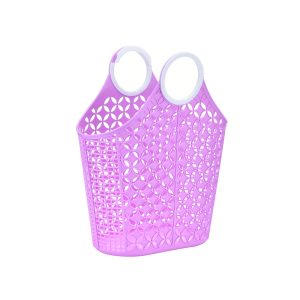 Fox Run Purple Cleaning Caddy. Laundry and Produce Basket with Built-In Handles. 6 x 14 x 18