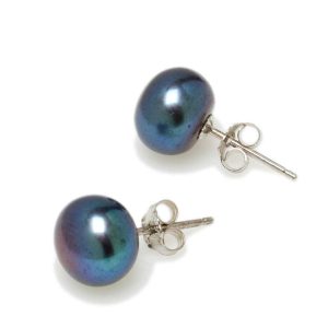 Black Freshwater Pearl Stud Earrings