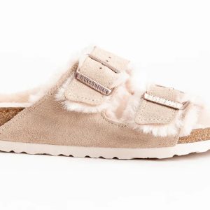 Birkenstock Arizona Shearling Suede Leather Nude