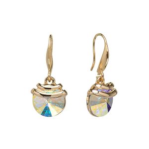 Gold Ab Swarovski Crystal Earrings ?C Gold Spring Drop Crystal Earrings
