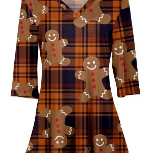 Lily by Firmiana Women's Gingerbread & Candy Cookie Holiday Print