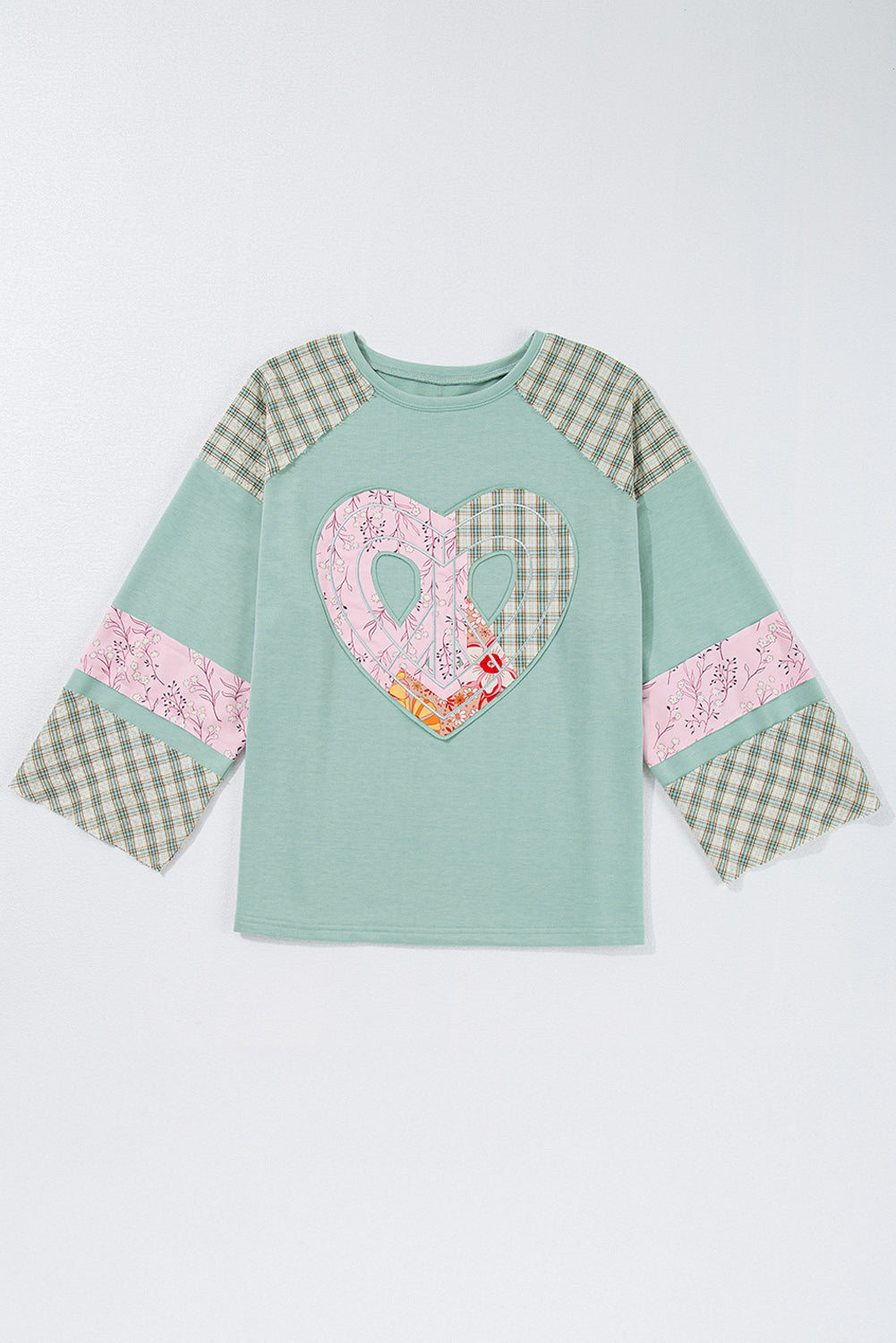 Emilia Plaid Floral Peace Heart Long Sleeve Top by Threaded Pear - Image 5