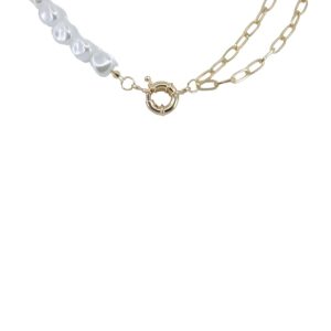Pearl and Double Paperclip Chain Necklace