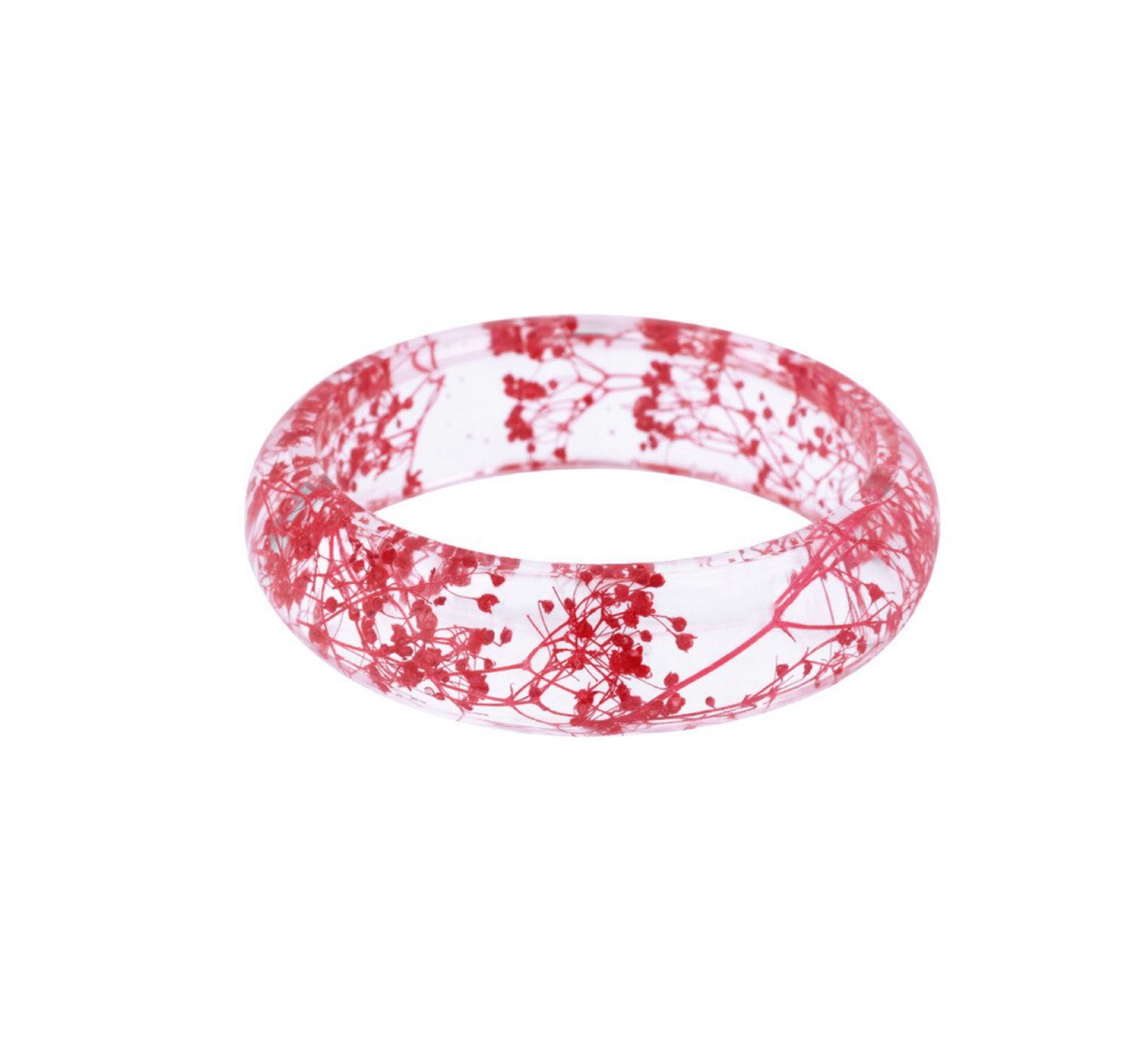 Don't AsK Floral Transparent Cuff Bracelet ?C Clear Resin Cuff with Rose Dried Flowers