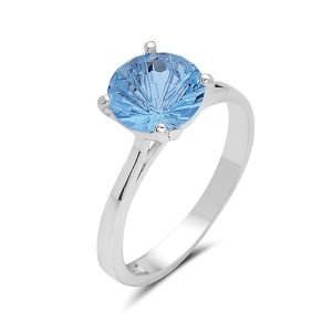 Vera & Co Sterling Silver Solitaire Synthetic Aqua Blue Women Ring size 8