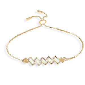 Gold Aurora Borealis Swarovski Crystal Bracelet ?C Baguette Crystal Adjustable Bracelet