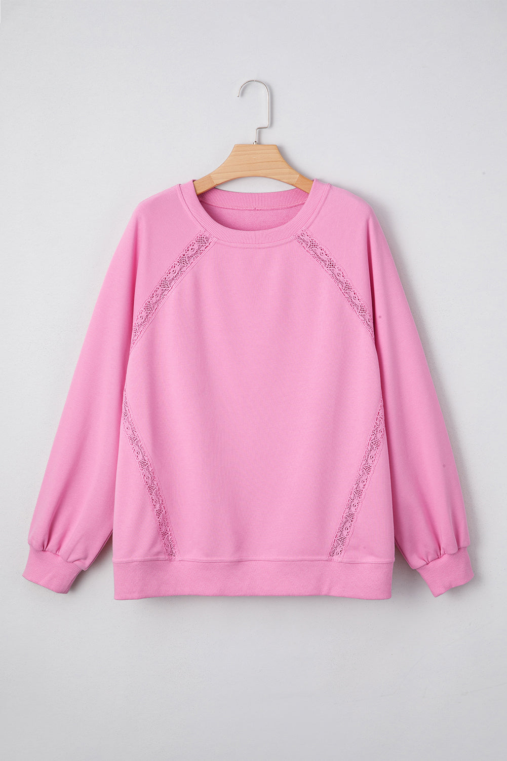 Lilah Lace Patched Raglan Sleeve Loose Fit Sweatshirt by Threaded Pear - Image 7