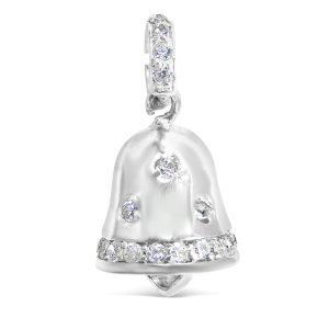 Vera & Co Women Sterling Silver Jingle bell CZ Charm Necklace 18 inches