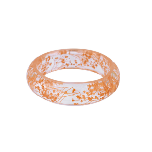 Don't AsK Floral Transparent Cuff Bracelet ?C Clear Resin Cuff with Orange Dried Flowers