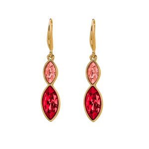Gold Siam Padparadshca Mix Swarovski Crystal Earrings ?C Dual Crystal Marquis Drop Earrings