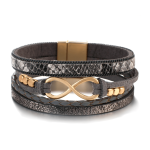 Dark Gray Goldtone Infinity Multi Strand Bracelet