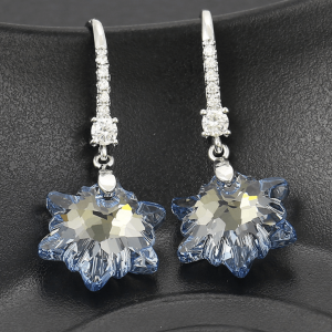 callura Limited Edition Crystal Blue Shade Snowflake Drop Earrings with Swarovski Crystals