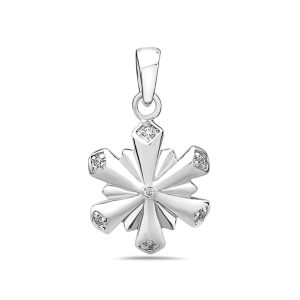 Vera & Co Women Sterling Silver CZ Snowflake Charm Necklace 18 inches