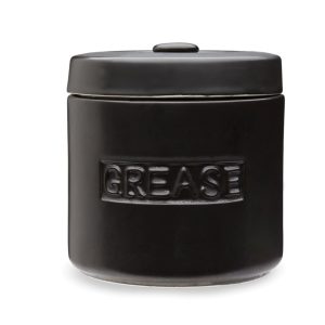 Fox Run Grease Container. Matte Black Porcelain